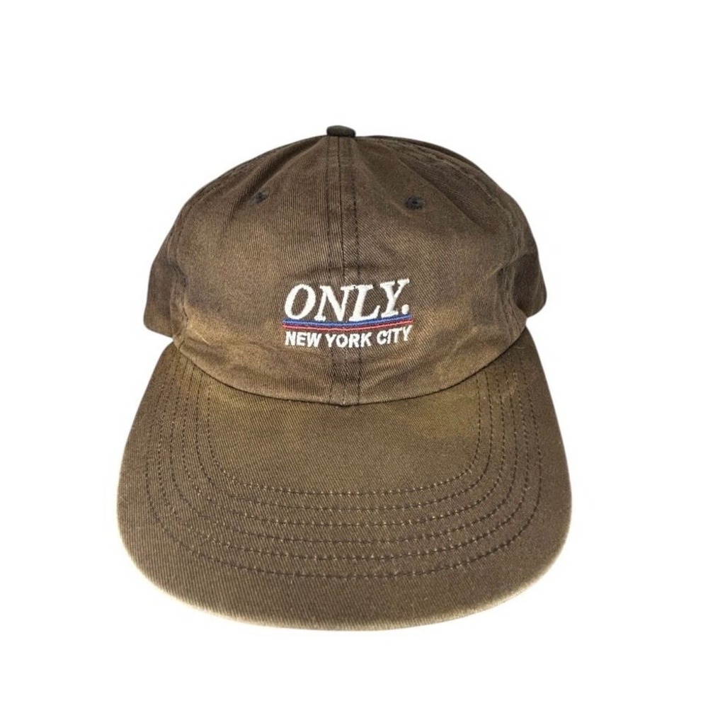 Vintage Y2k "Only NY" Faded Brown Embroidered‎ Logo Skater Hat Made In USA